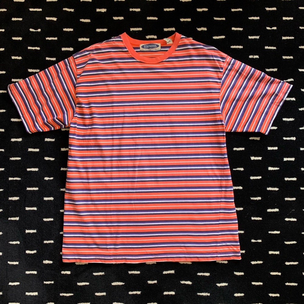 Vintage Express Oversized Men’s Striped T-shirt